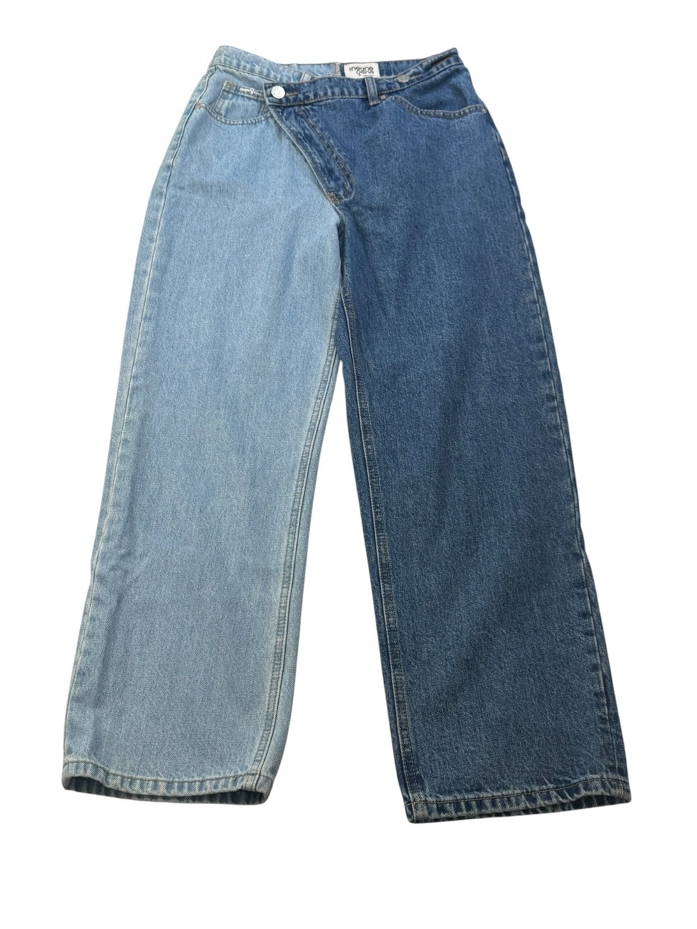 Insane Gene Two-Tone Denim Wide Leg Jeans - Blue Womens Size 26 / 5 90s Y2K